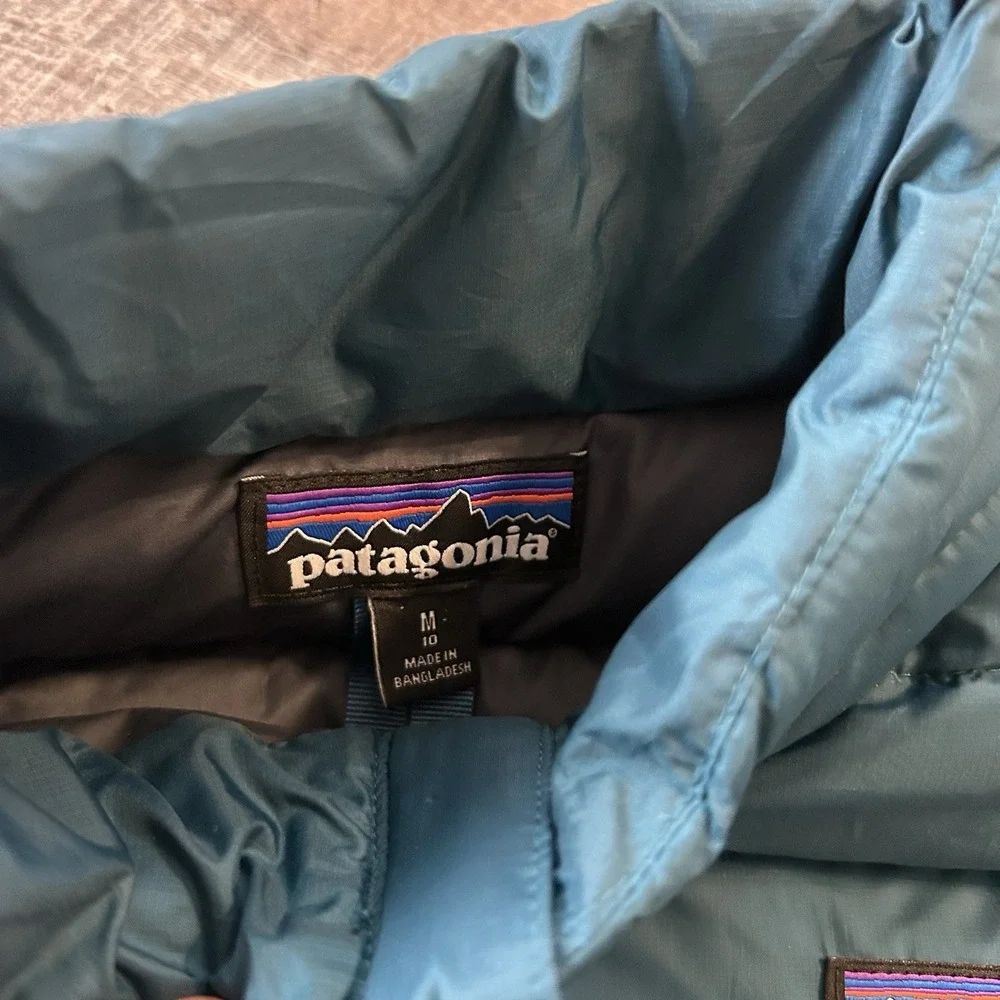 Patagonia Kids Boys Girls Teal  Down Quilted Sweater Puffer Vest Sz M 10